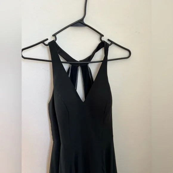 Azazie Black Open Back V Neck Dress A2 - Picture 3 of 7